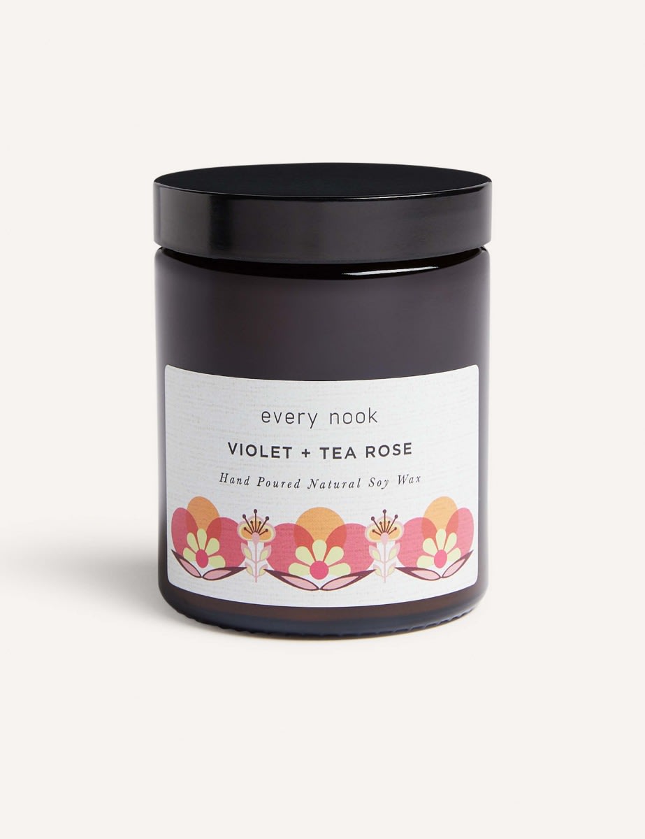 Every Nook Violet & Tea Rose Scented Candle Medium with Box
