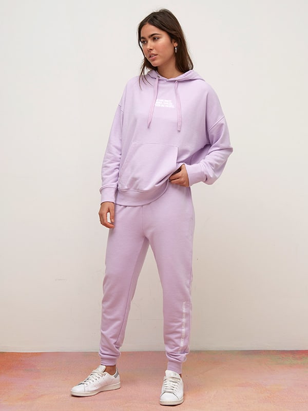 Lilac Slim Line Embroidered Joggers