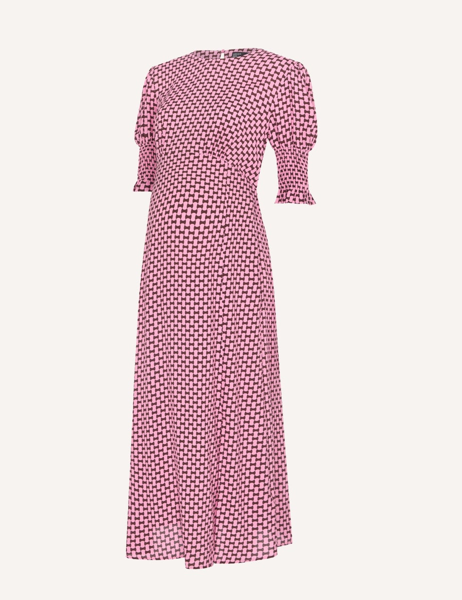 Maternity Pink Geo Print Luna Midi Dress | Nobody's Child
