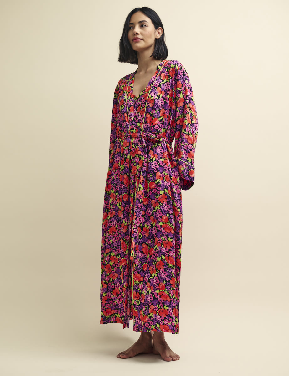 Bright Floral Pyjama Dressing Gown Robe