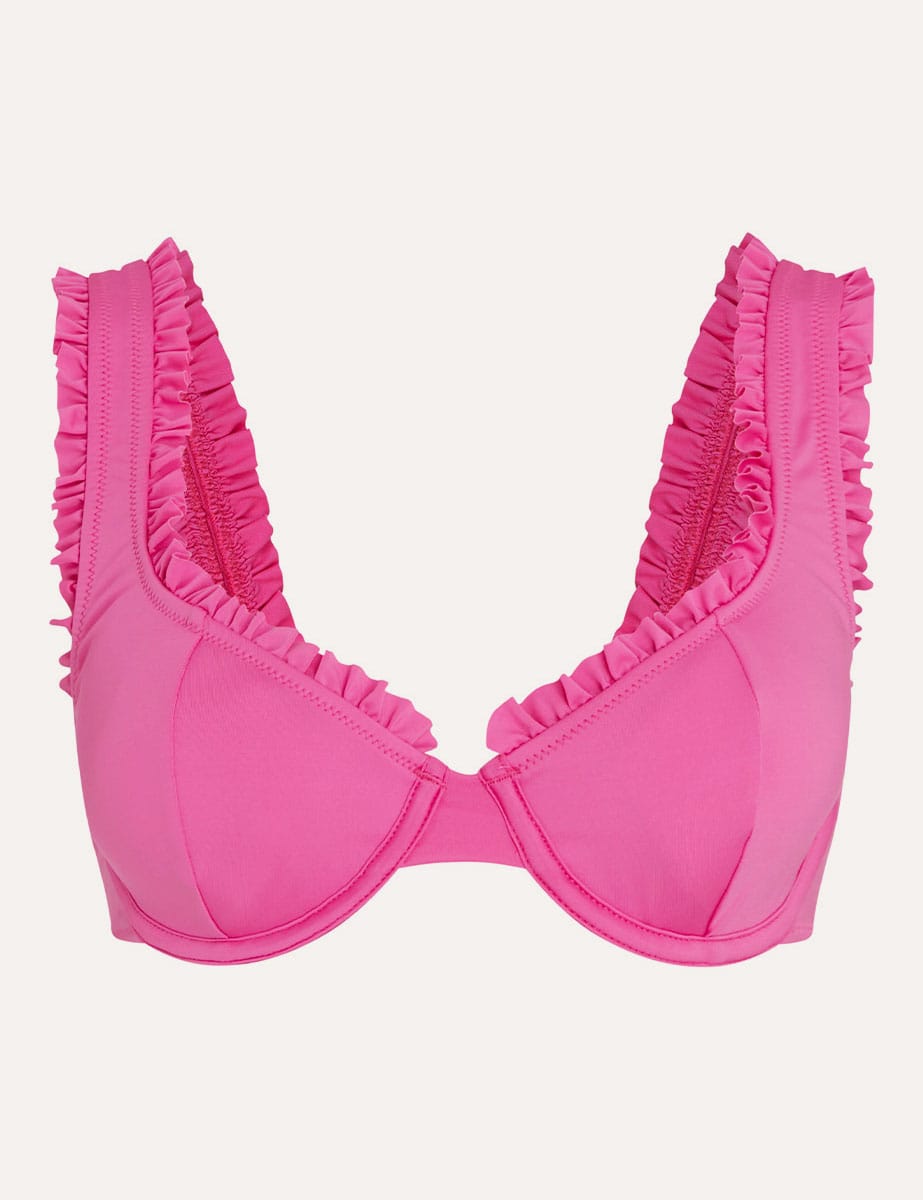 Pink Jemina Frill Trim Bralette Bikini Top