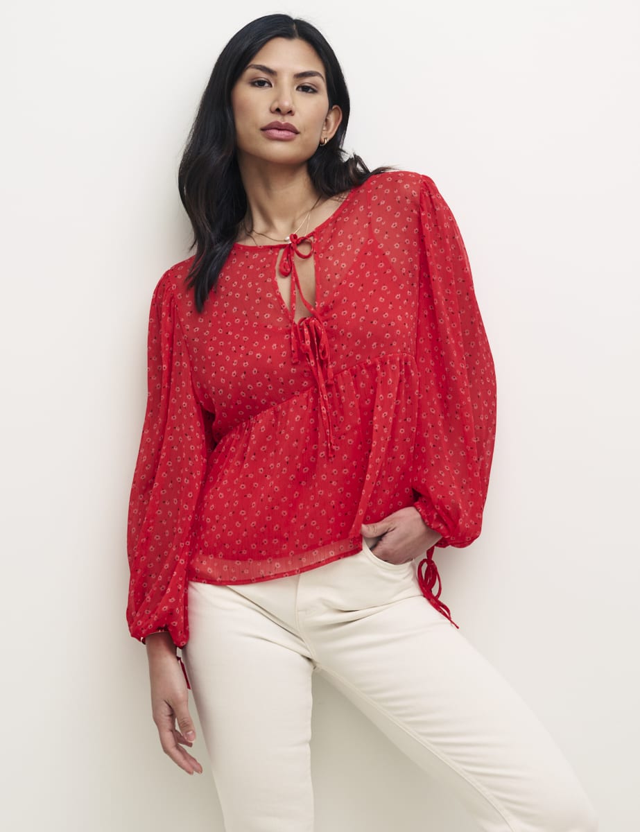 Red Floral Giovanna Chiffon Blouse