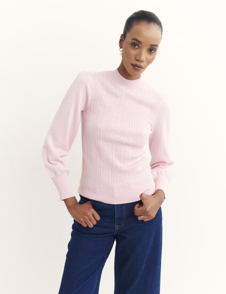 Heart Pointelle and Bobble Pointelle Knit Top