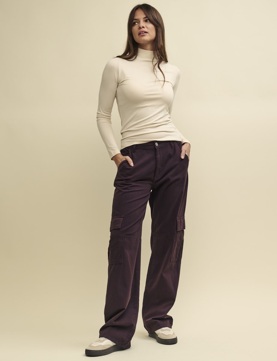 Brown Cargo Utility Straight Leg Trousers