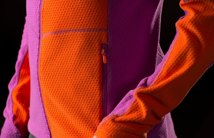 Orange fleece ski jacket by Norrona