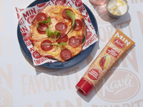 Minipizza med digg Min Kavlifavoritt Cheddar og Chili smøreost