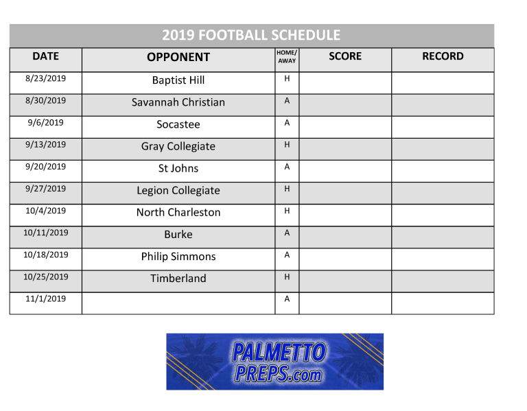 PalmettoPreps - Oceanside Collegiate High School Football Schedule and