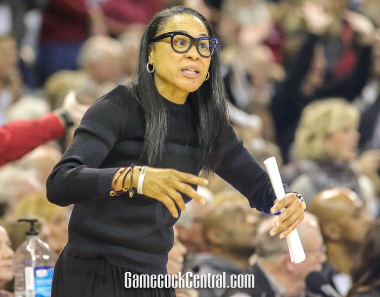 South Carolina Gamecocks women's basketball coach Dawn Staley reacts to ...