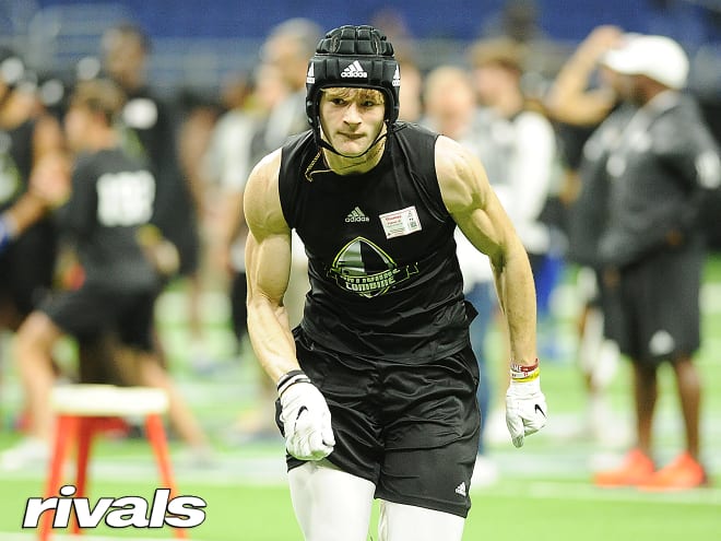 Notre Dame target Thomas Fidone running a 40-yard dash.