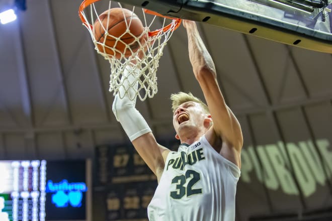 Matt Haarm impacted the Green Bay game both at the rim and away from it for Purdue.