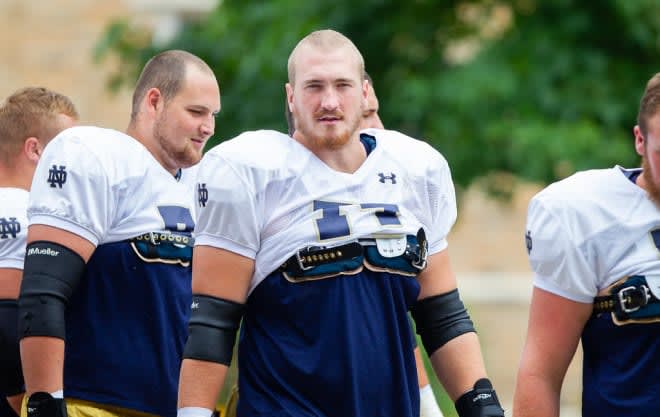 Notre Dame starting left tackle Liam Eichenberg