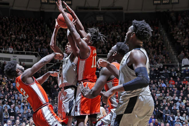 It was tough sledding again for Purdue around the basket.