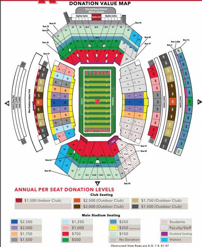 Nebraska Memorial Stadium Seating Chart With Rows