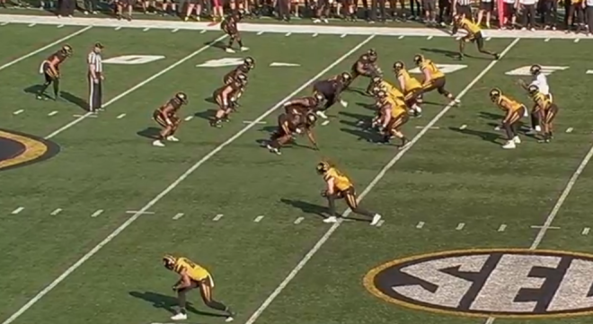 Here's a look at Jason Reese lined up almost alongside RB Shaun Conway.
