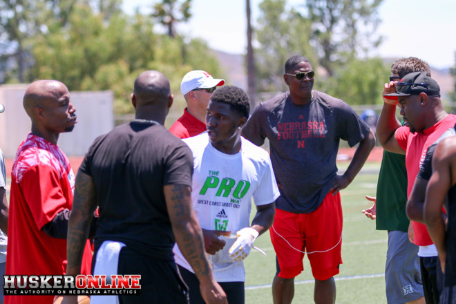 Keyshawn Johnson Sr. was on hand to watch Sunday's Husker Satellite Camp.