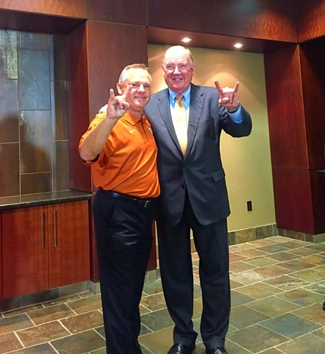 Mike Perrin introduced with new Texas baseball coach David Pierce.