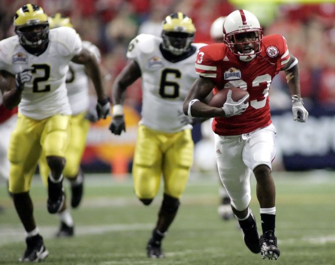 Receiver Terrence Nunn caught two touchdown passes, including the eventual game-winner with 4:29 left in the game, to help Nebraska top Michigan in the 2005 Alamo Bowl.