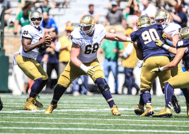 Senior Mike McGlinchey (68) shifted from right to left tackle this spring to replace Ronnie Stanley.