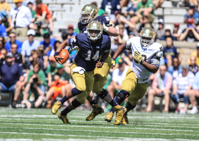 DeShone Kizer and the Blue team prevailed Saturday in the annual Blue-Gold Game.