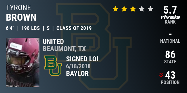 Tyrone Brown 2019 Safety Rivals Com