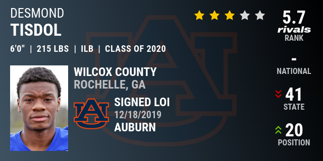 Desmond Tisdol 2020 Inside Linebacker Rivals Com