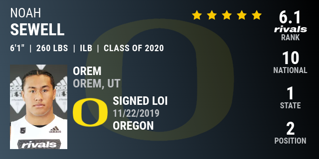 Noah Sewell 2020 Inside Linebacker Rivals Com