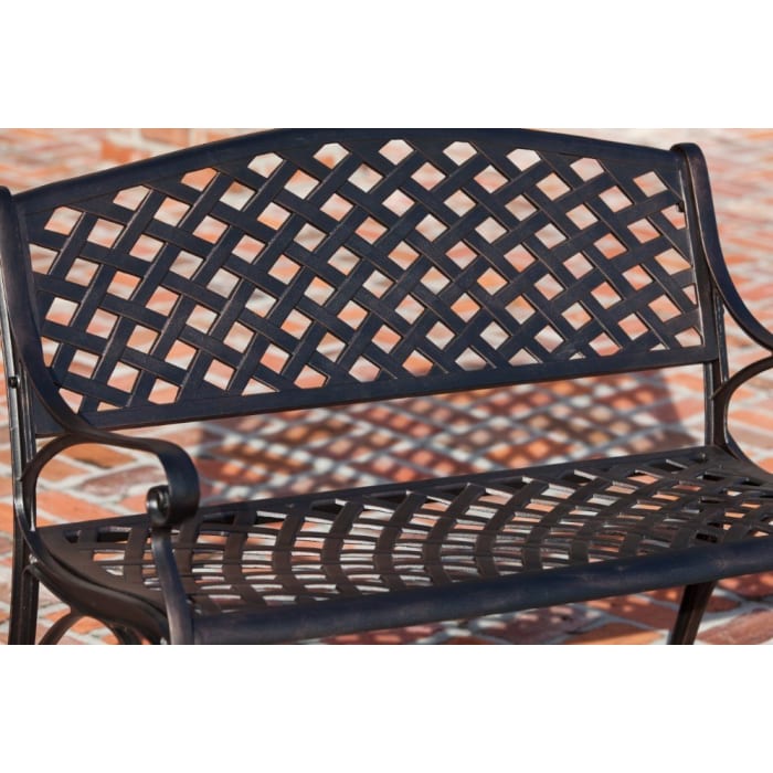 Patio Sense Antique Bronze Cast Aluminum Bench 61491