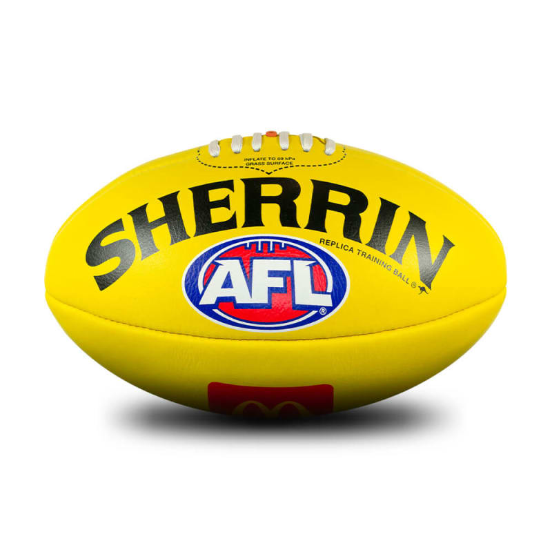 Details about   Sherrin Match AFL Leather Football In Yellow & Red Size 4 & 5 From Sherrin 