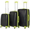 Swiss Case 4 Wheel Bold 3Pc Suitcase Set - Black / Neon