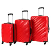 Swiss Case 4 Wheel Wave 3Pc Suitcase Set - Red