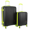 Swiss Case 4 Wheel EZ2C 2Pc Suitcase Set - Black / Neon
