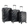 Swiss Case 4 Wheel Wave 3Pc Suitcase Set - Black