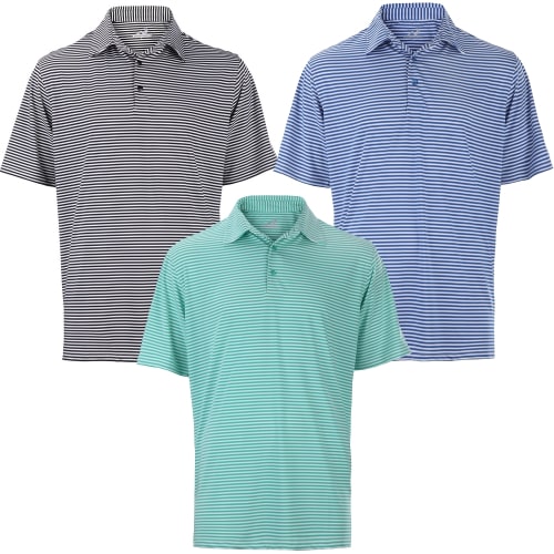 Woodworm Tournament Stripe Golf Polo Shirts 3 Pack