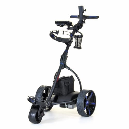 Caddymatic V2 Electric Golf Trolley / Cart With 18 Hole battery With Auto-Distance Functionality Blue