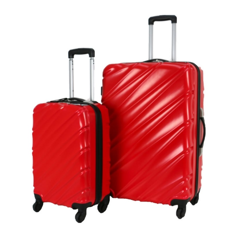 Swiss Case 4 Wheel Wave 2Pc Suitcase Set - Red