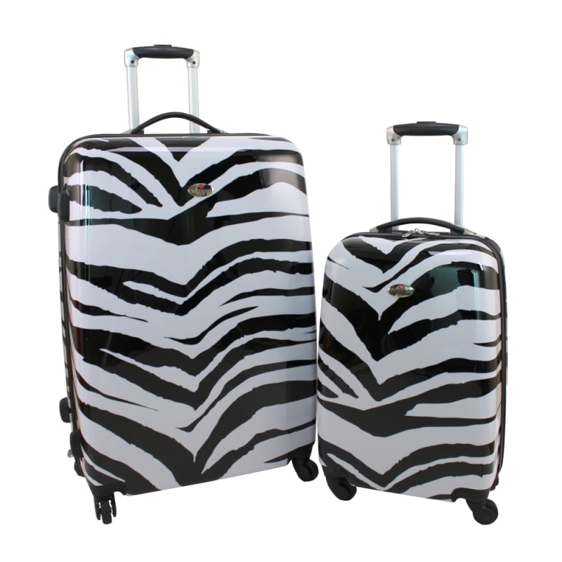 Swiss Case 4 Wheel 2Pc Hard Suitcases Zebra