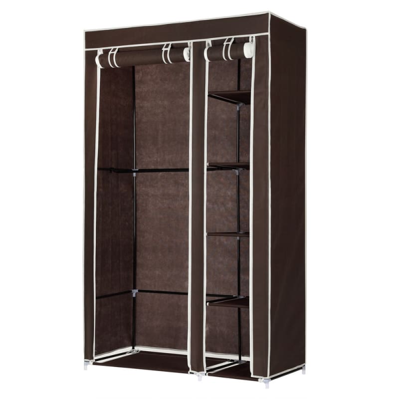Homegear Double Fabric Portable Wardrobe Closet Dark Brown Golf
