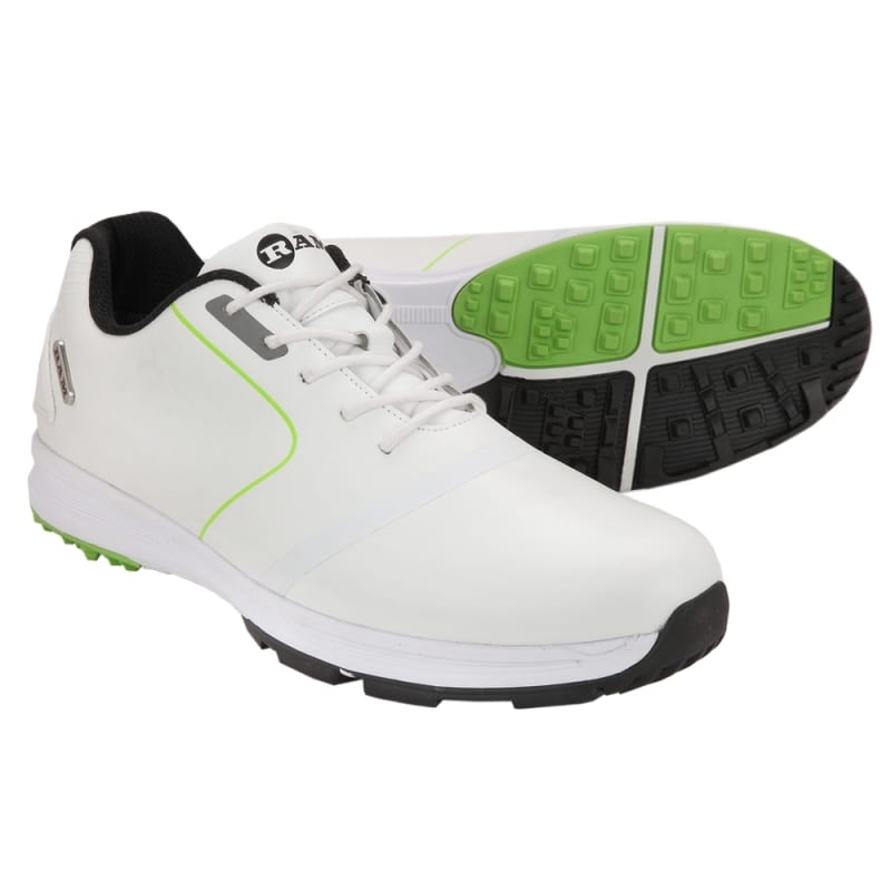 Ram Golf Player Waterproof Mens Golf Shoes - White / Green