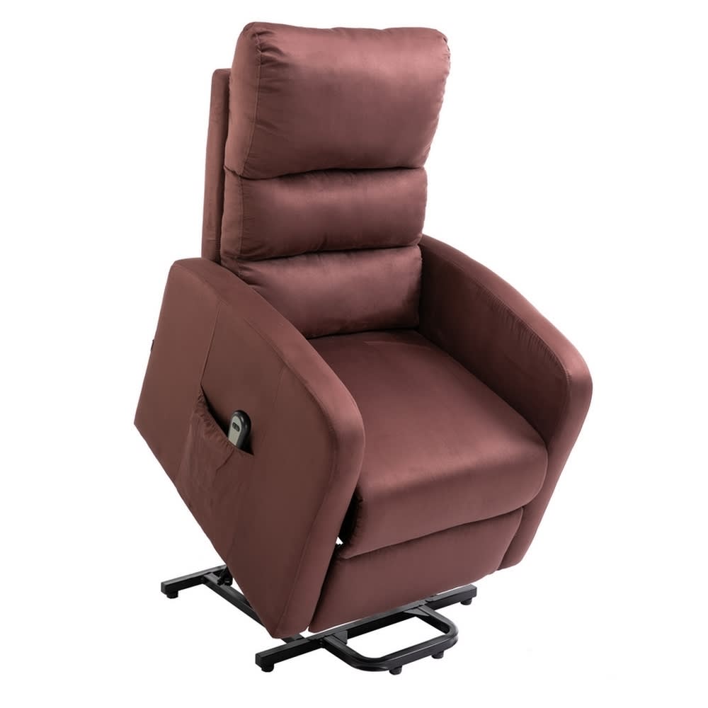 homegear microfibre power lift riser recliner chair with electric recline  and remote  chocolate