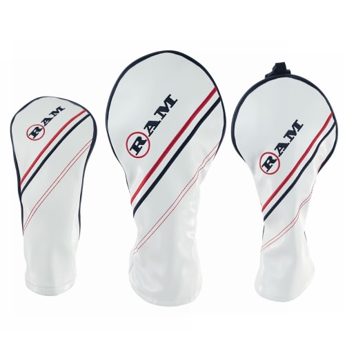 Ram FX Golf Headcover Set, White, for Driver, Fairway Wood, and Hybrid (1,3,X)