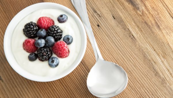 bowl of yogurt and berries