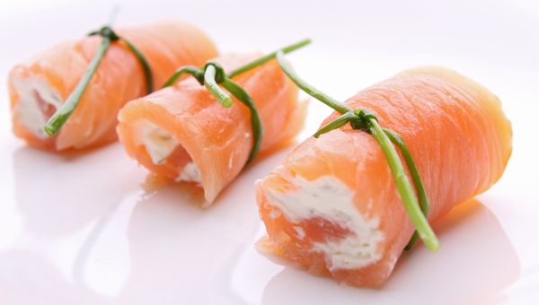 salmon with cream cheese rolled up