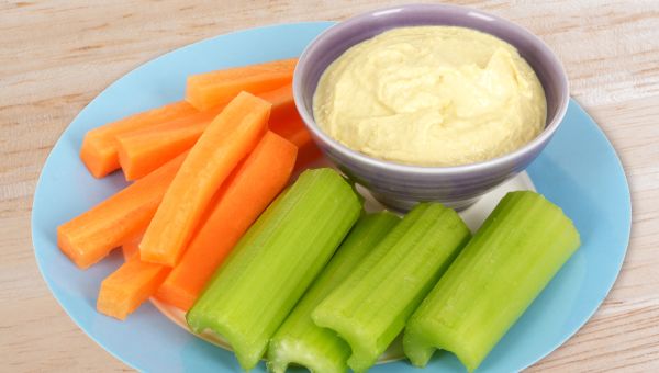 carrots, celery, hummus