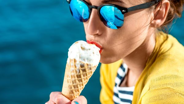 ice cream, lipstick, sunglasses