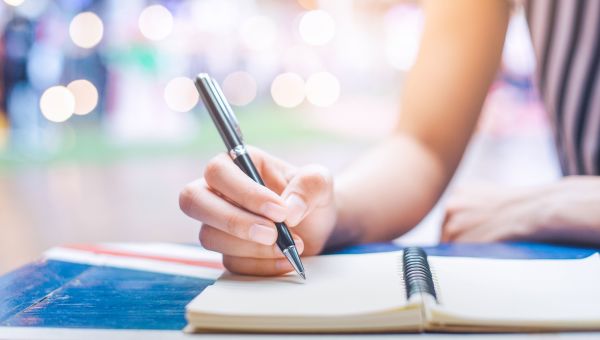 pen, notebook, journal, hand, writing