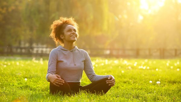 meditation, field, woman, sunrise, forest background