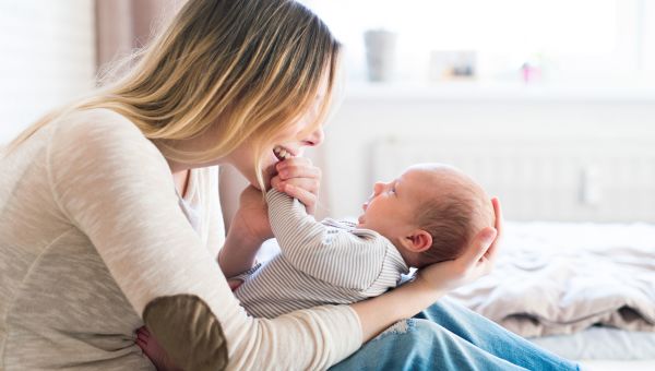 baby, mother, mom, playing, bedroom