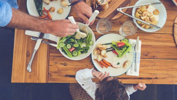 Family eating a healthy dinner