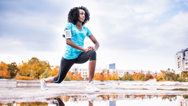 Woman lunging outside