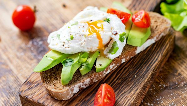 open faced egg and avocado sandwich